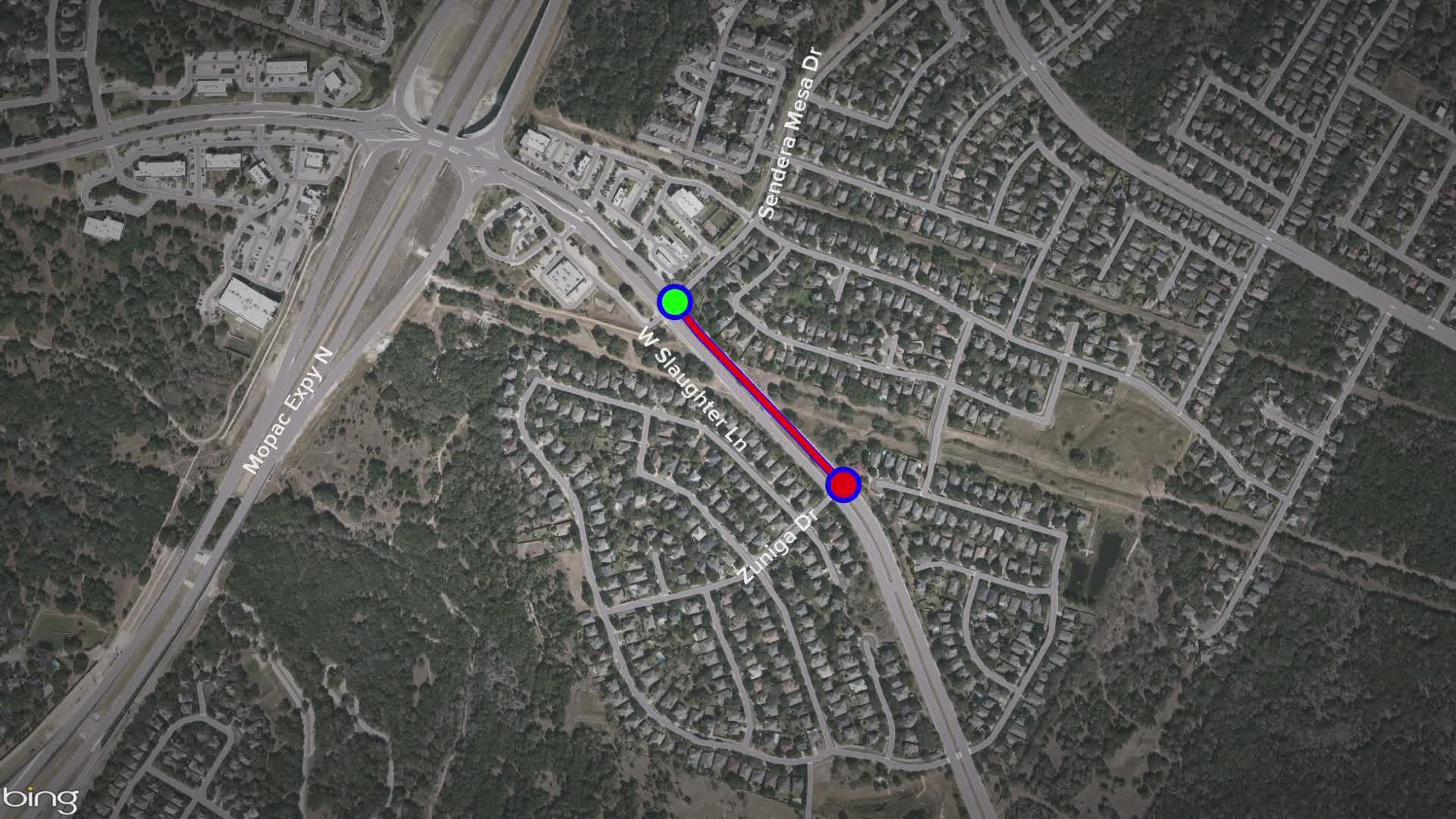 Part of Slaughter Lane near MoPac in South Austin is closed Monday afternoon because of gas and water leaks.