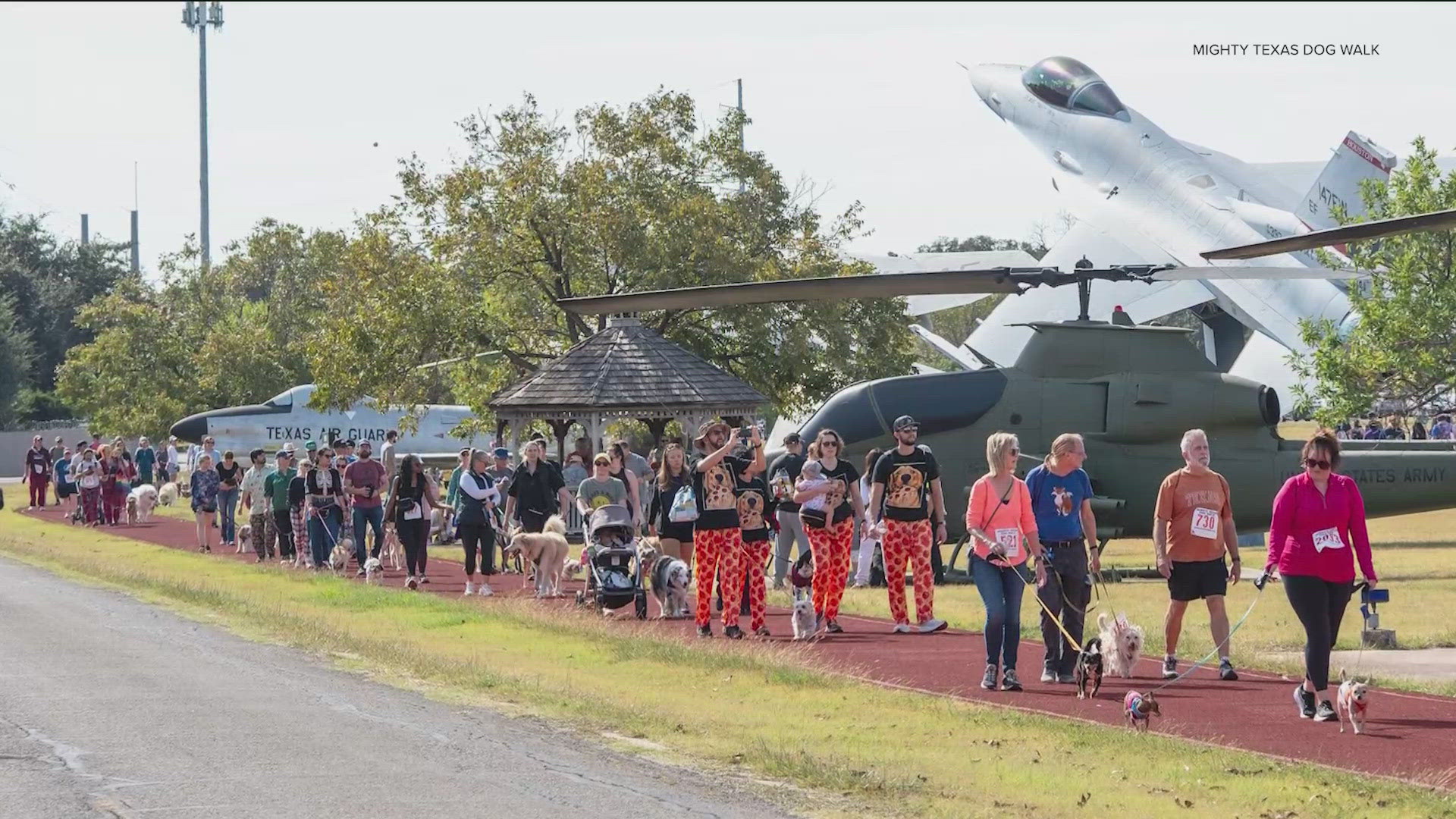 The Might Texas Dog Walk broke the world record for the biggest pajama party with dogs.