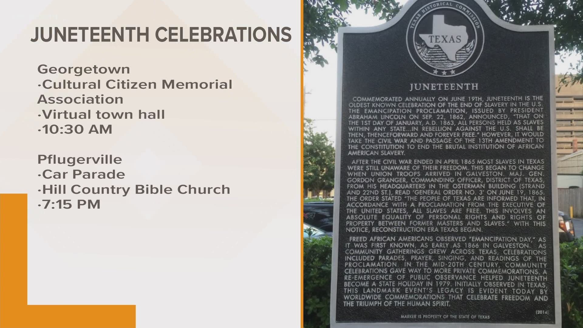 Juneteenth was observed on Friday, June 19, but the Central Texas celebrations are continuing on Saturday.