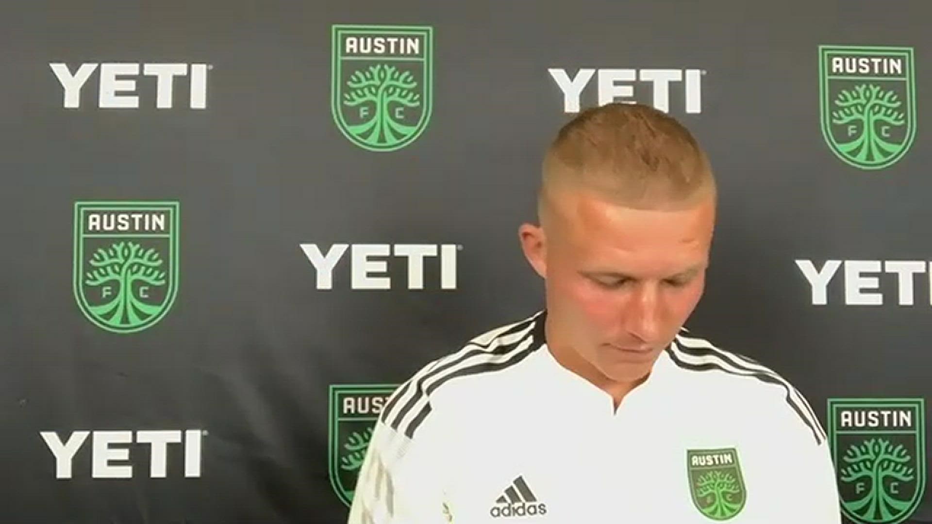 Austin FC midfielder Alex Ring speaks to the media after the club's 3-0 loss on the road in Houston.