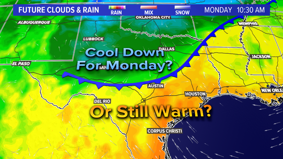 Cooler weather on the way for Central Texas? Monday cold front brings a