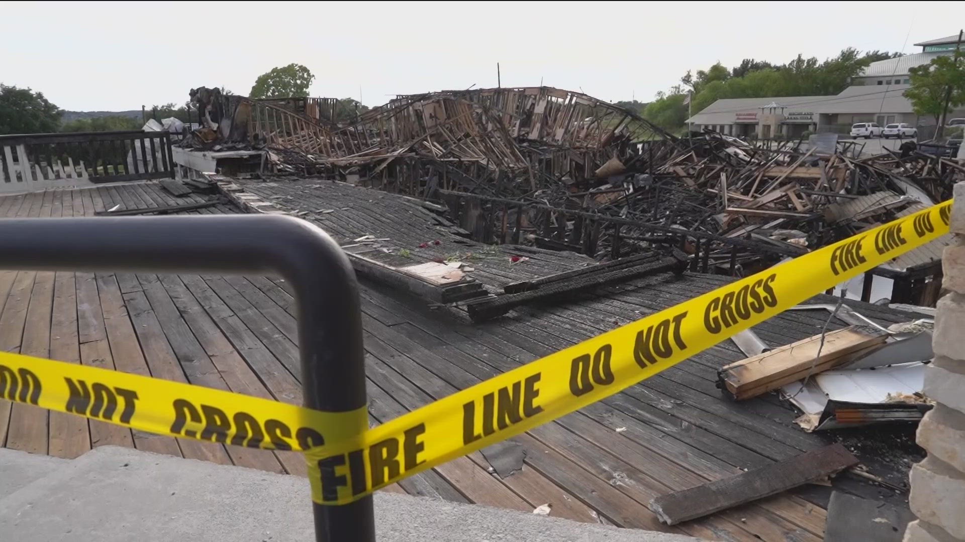 Flames ripped through a strip mall on First Street Wednesday night.