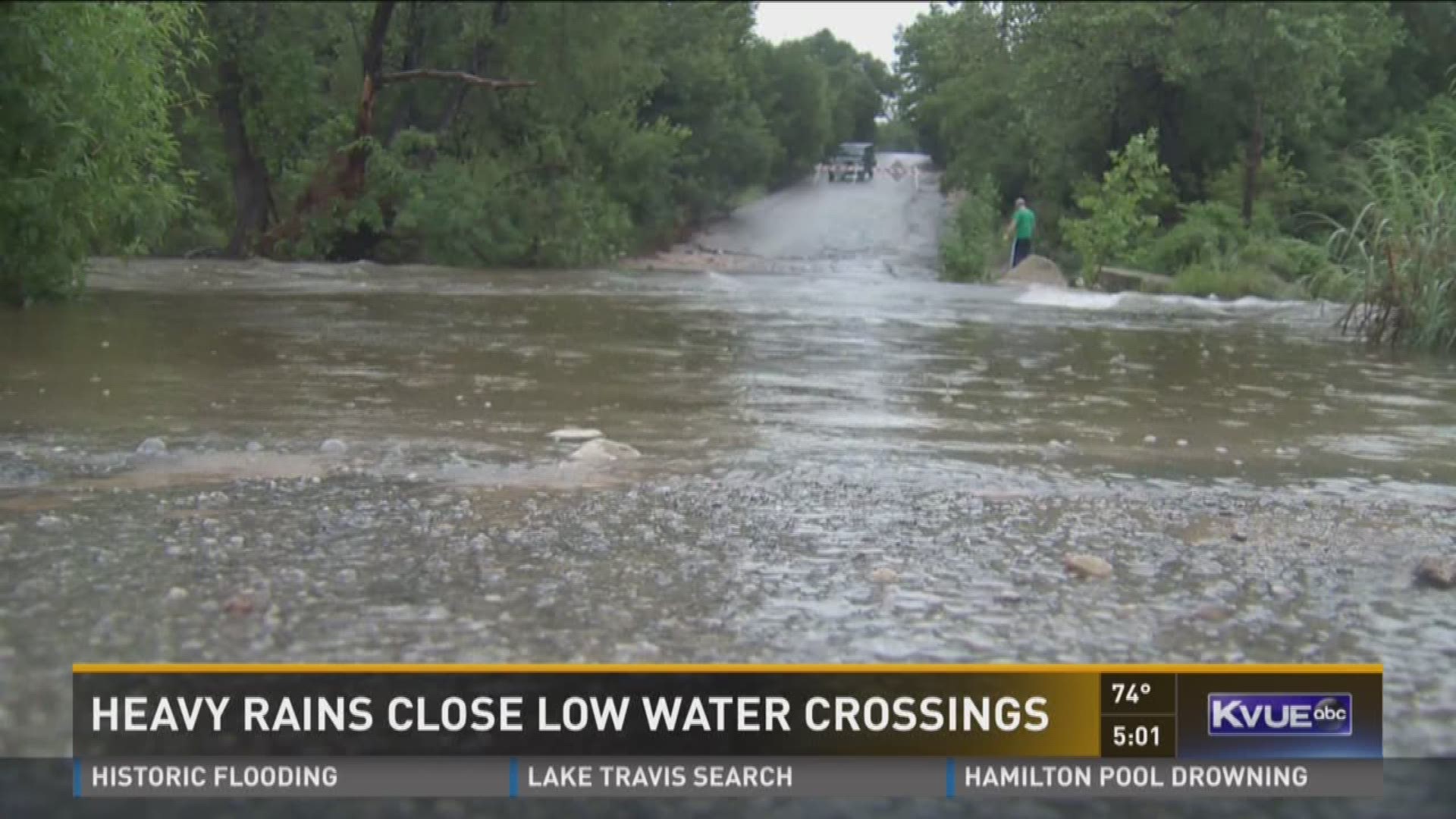 Heavy rains close low water crossings