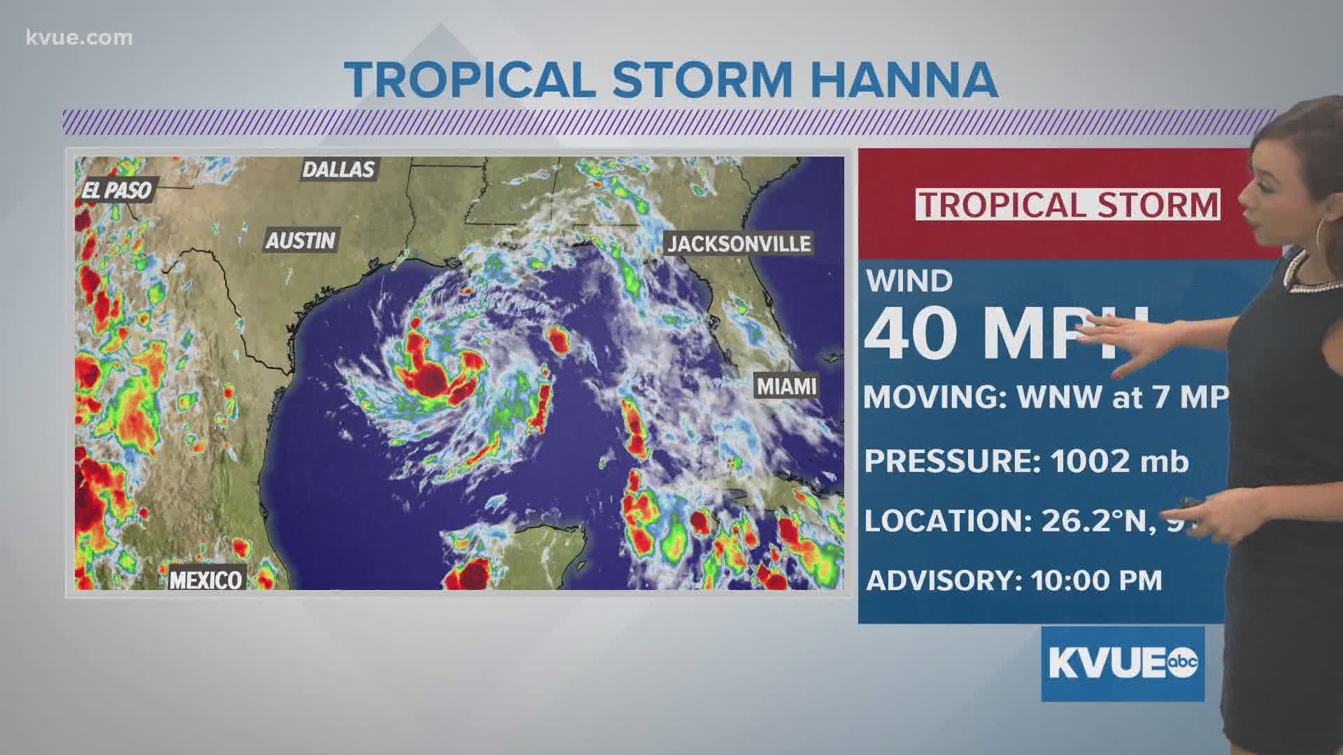 Tropical Storm Hanna has formed in the Gulf of Mexico, forecast track