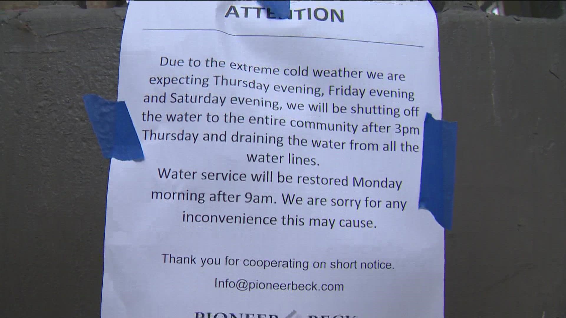Water at one Austin apartment complex will be shut off during the cold. But are management groups allowed to do that?
