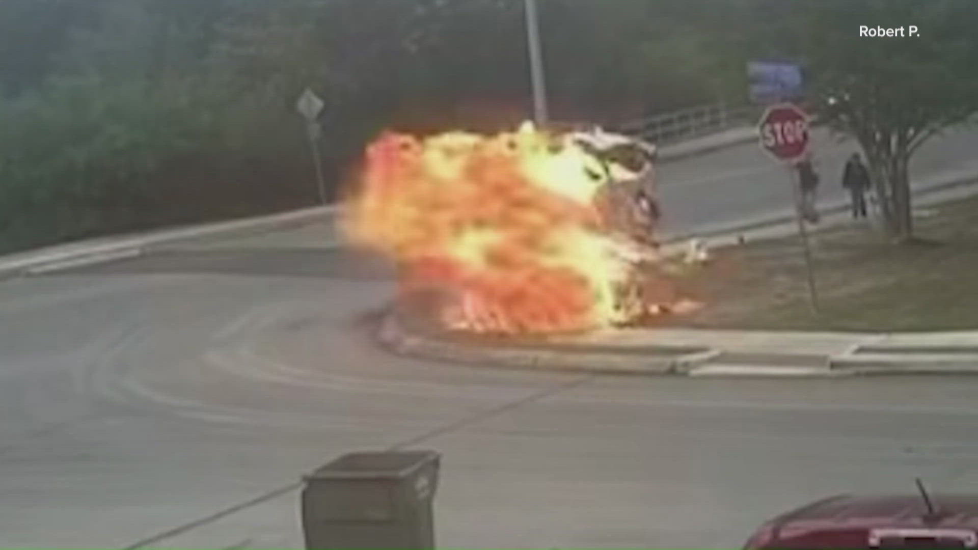 Close call caught on camera as motorcycle crash explosion narrowly ...
