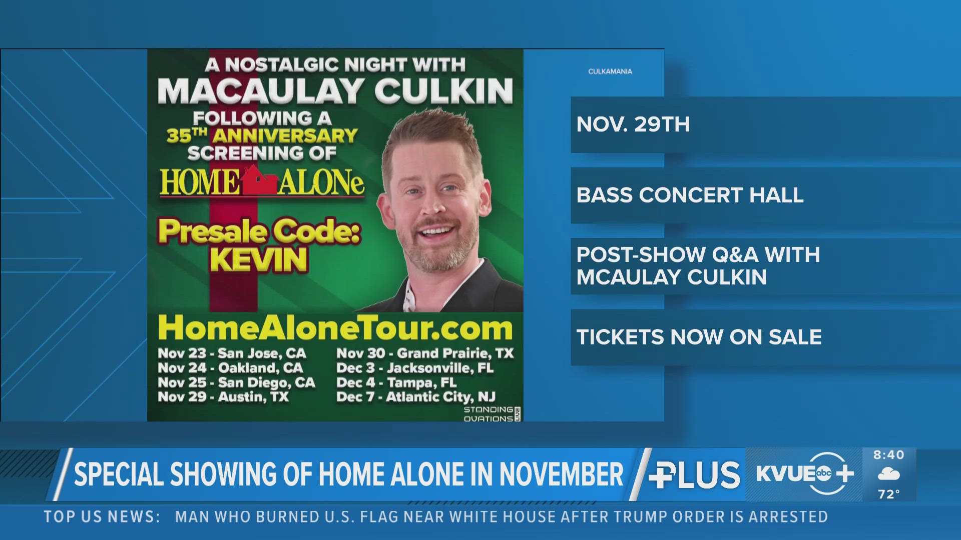 "Home Alone" fans can get the chance to watch the movie during a special screening with Macaulay Culkin on Nov. 29 in Austin. 