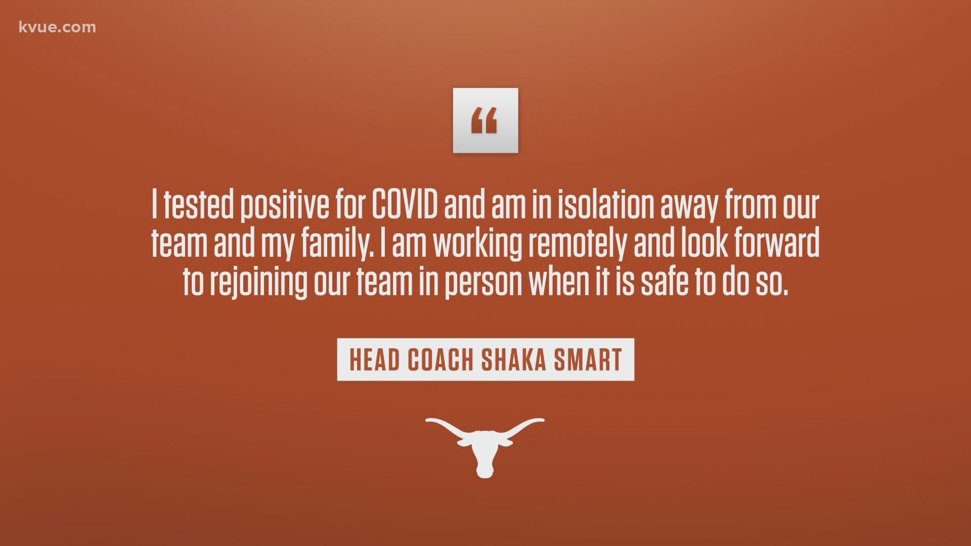 Men's basketball coach Shaka Smart recently tested positive for the coronavirus. He said he is in isolation from the team and his family.