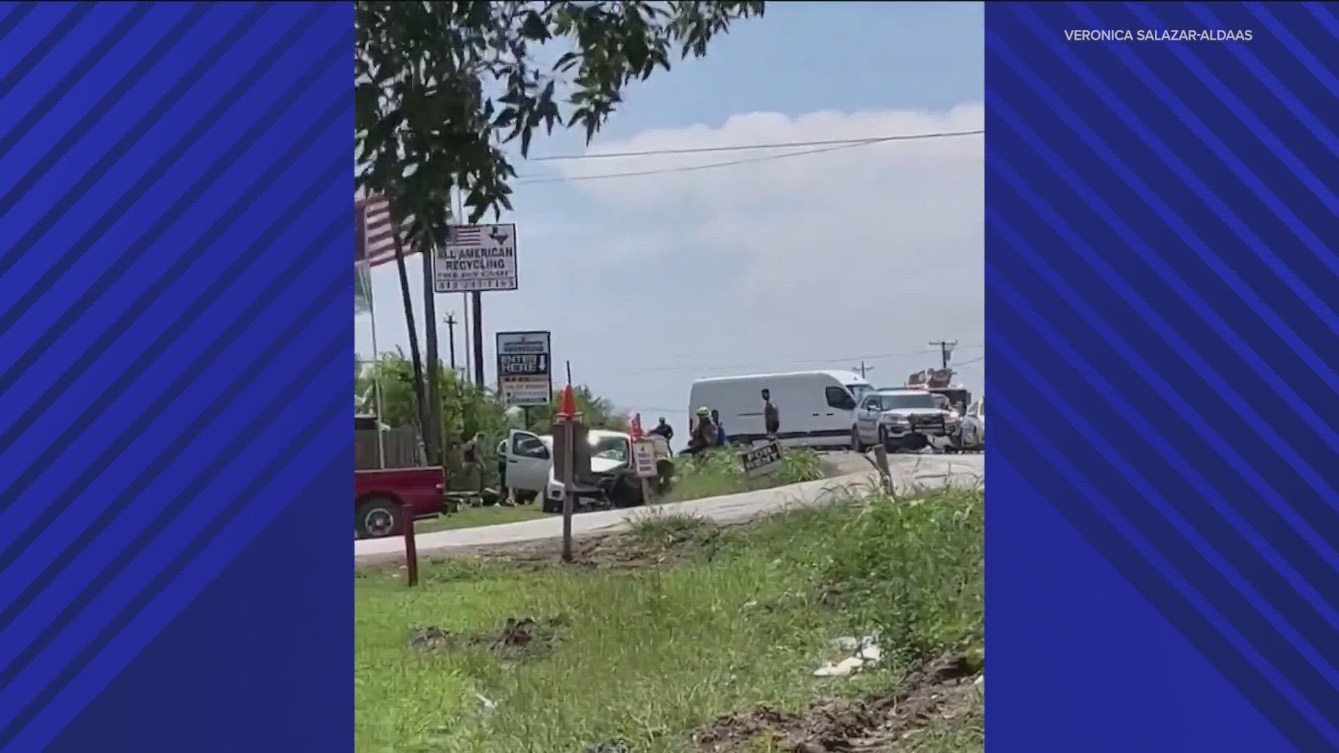 Four cars piled up on a southeast Austin road on Saturday afternoon.