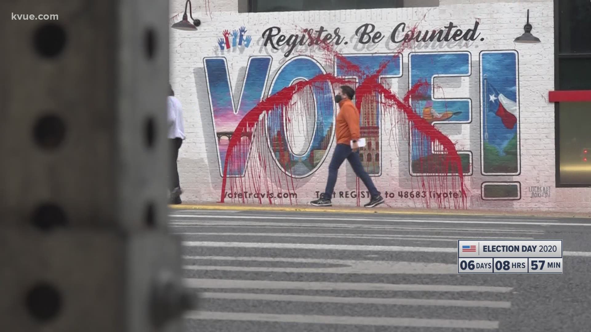 Vandals have targeted an Austin polling place and murals encouraging voting, raising some questions about election security.