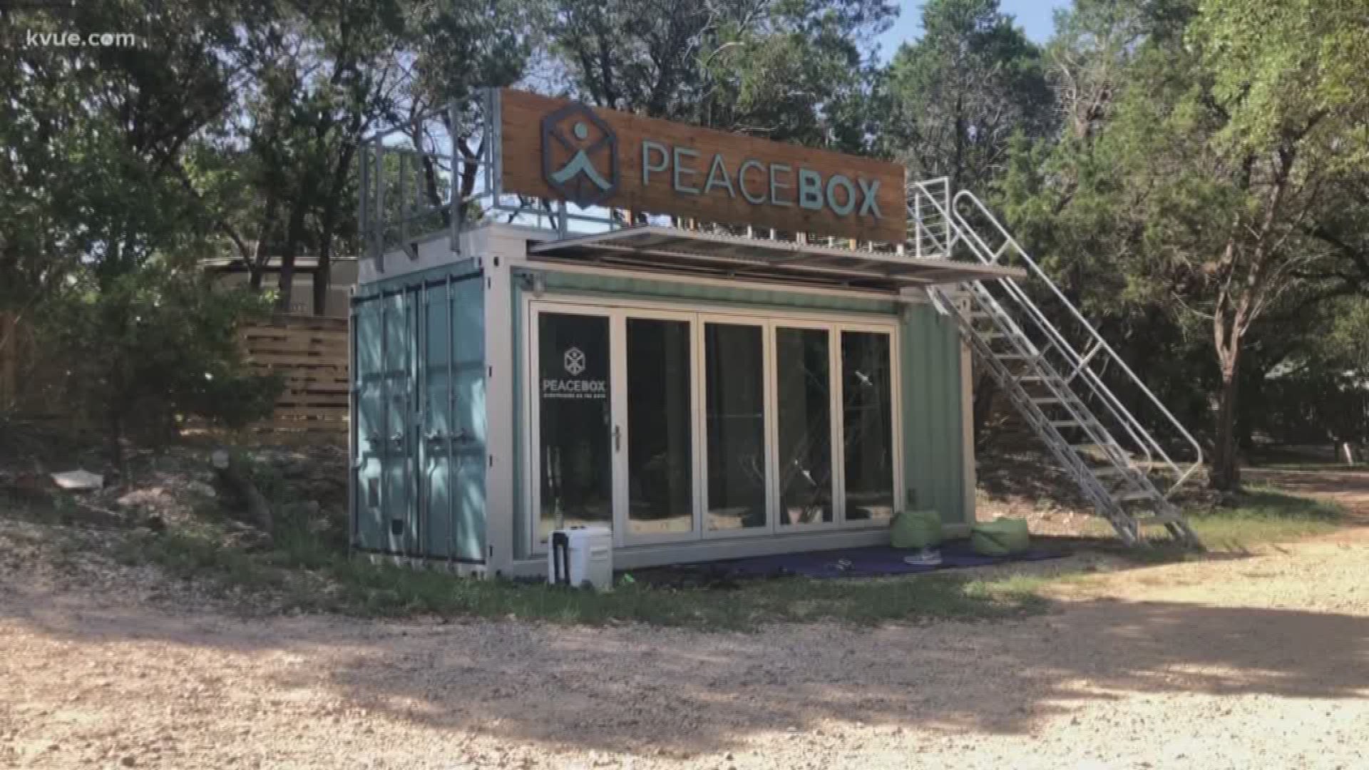 Peacebox is a mobile meditation studio made from a refurbished shipping container.