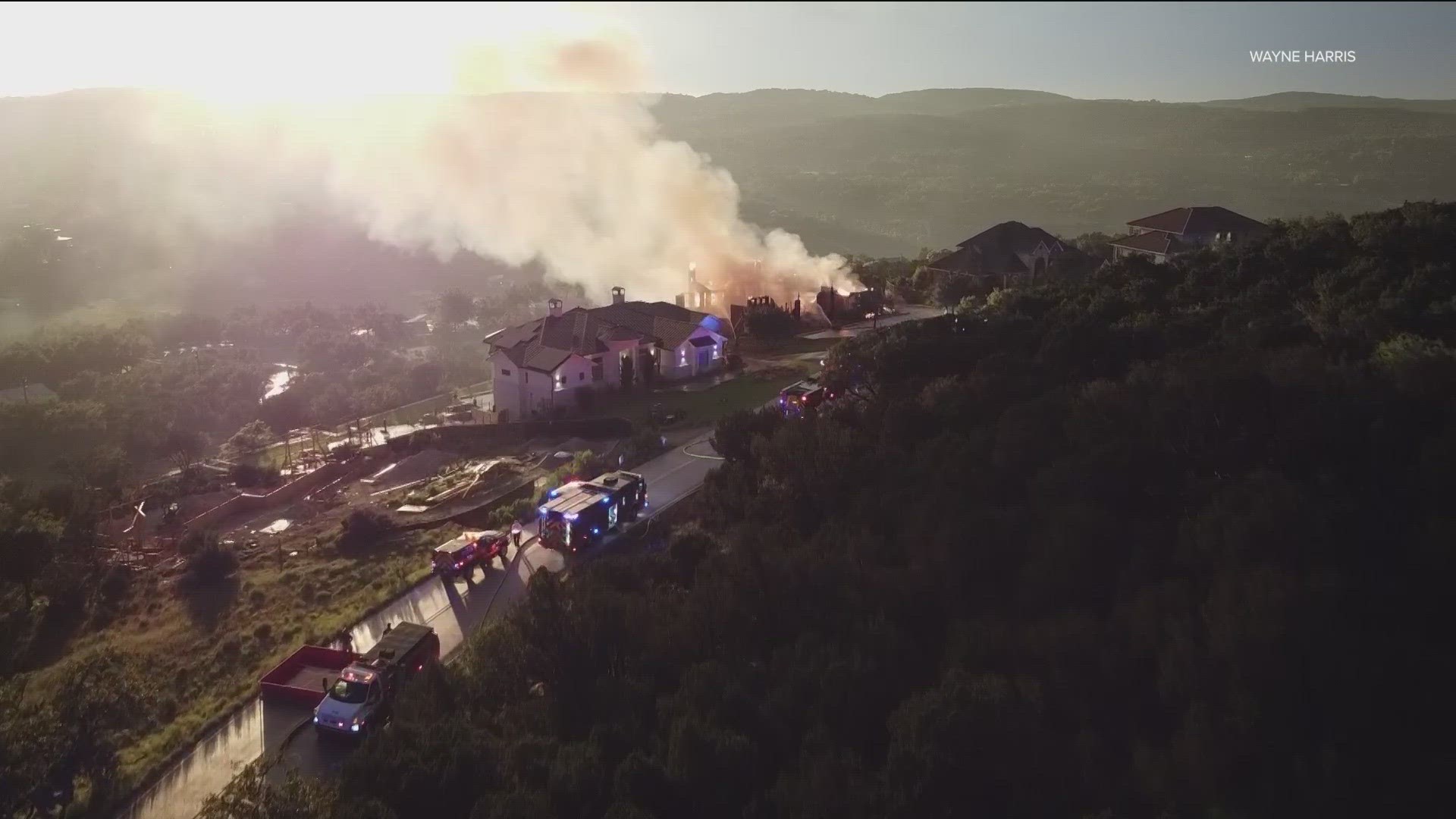 The Pedernales Fire Department said lightning started a fire at a home on Lakehurst Road in Spicewood Wednesday night.