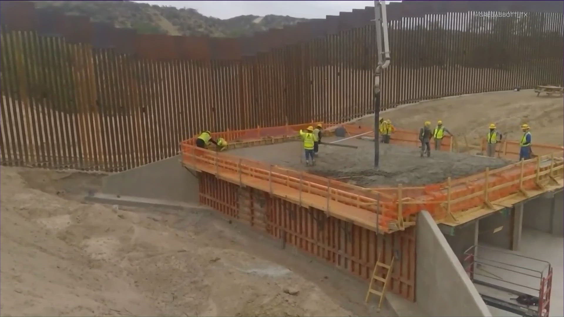 Abbott recently shared video on social media of concrete being poured for the wall in Maverick County.