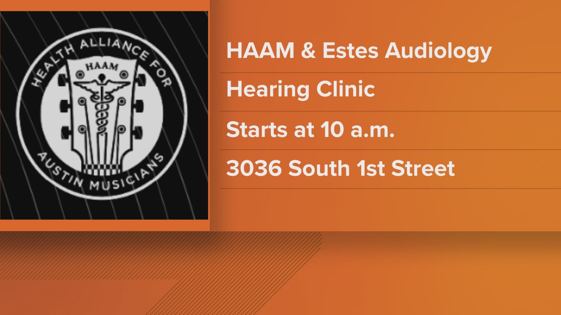 The Hear Clinic is being hosted by the Health Alliance for Austin Musicians and Estes Audiology.