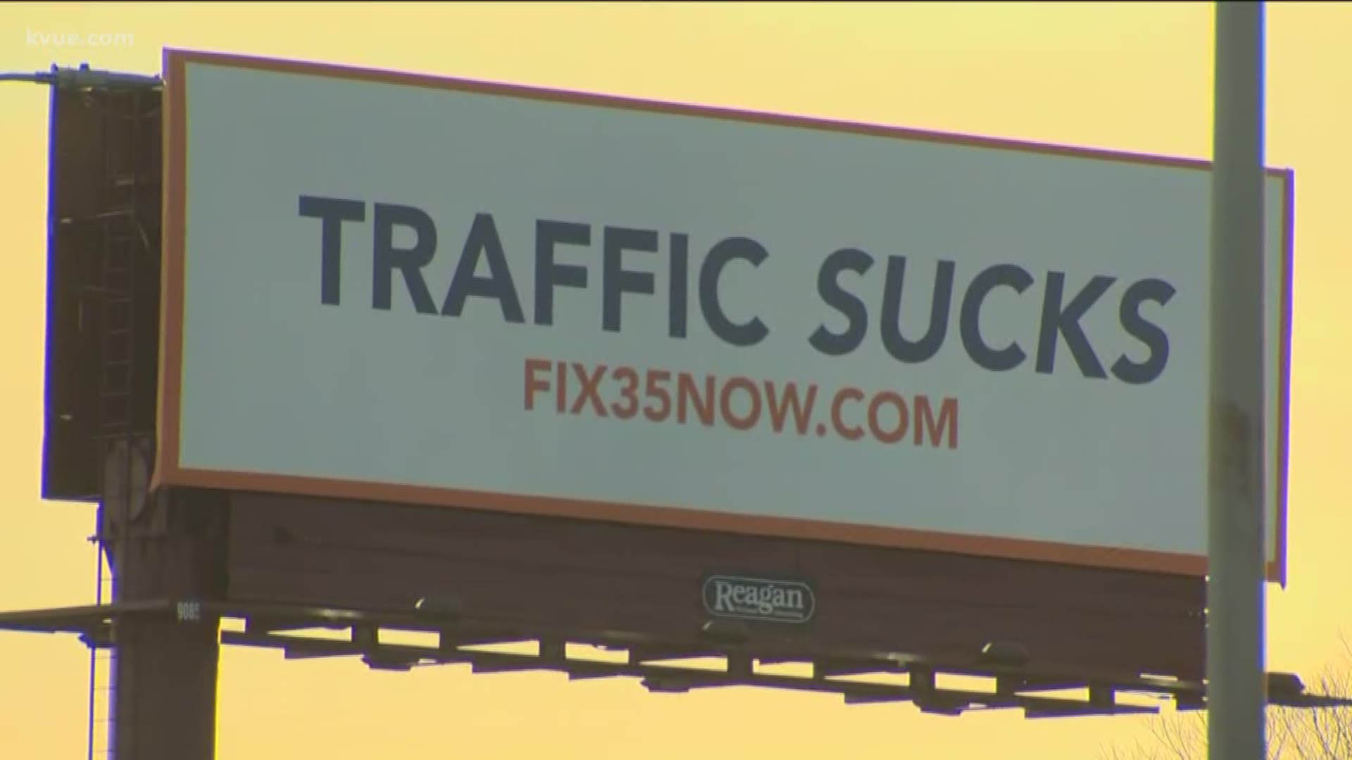 I-35 in Austin is the third most congested highway in Texas. Now, right above that traffic, is a billboard that's catching people's attention.