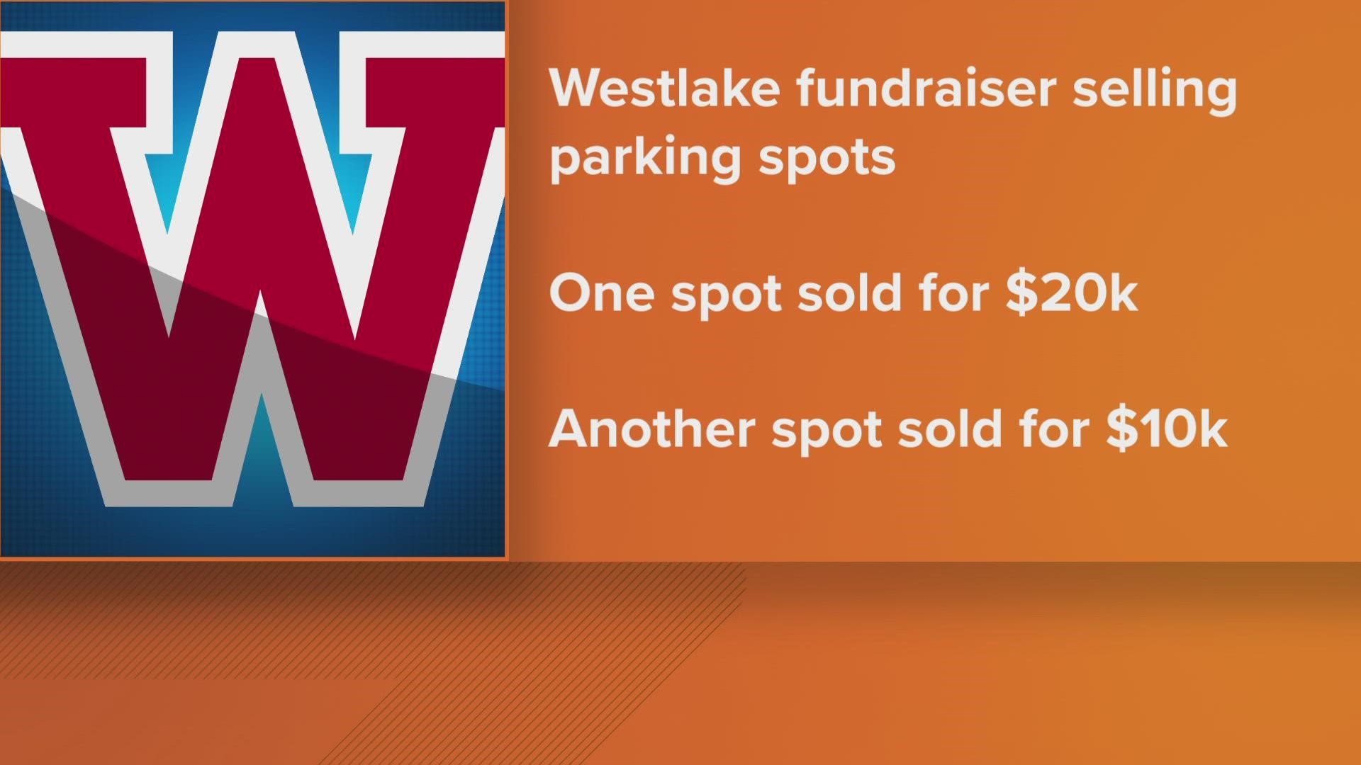 Three parking spots at Westlake High School are going for a hefty price as part of a school fundraiser, including one that went for $20,000.