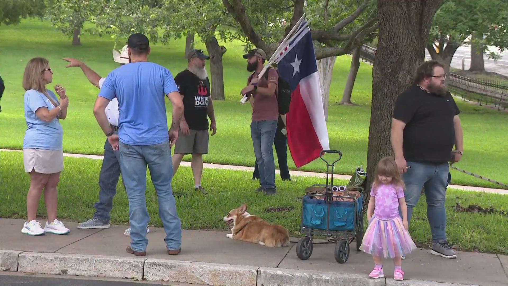 Protesters gathered for the "We're Done" rally in Austin, Texas, on Saturday morning. Demonstrators spoke against property taxes.