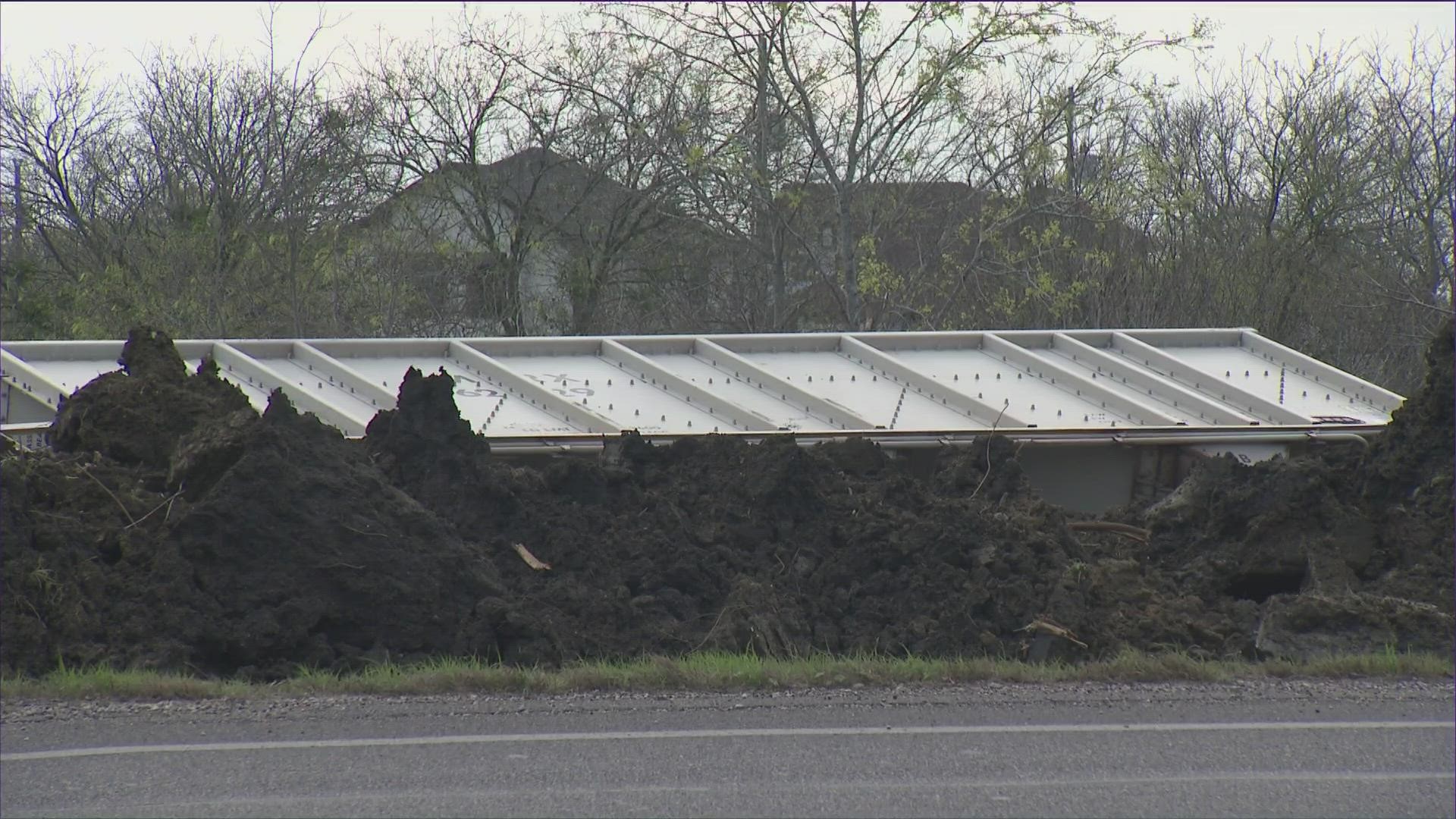 Crews are cleaning up the aftermath of a train derailment in Manor.