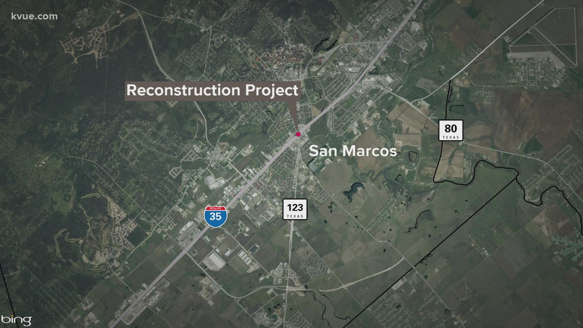 The project will reconstruct and improve the SH 123 intersection, and reverse the entrance and exit ramps between SH 80 and RM 12.