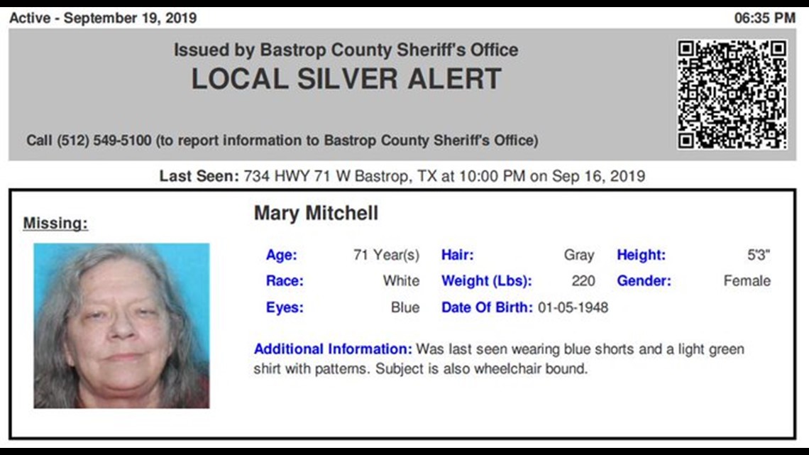 Bastrop County Sheriff's Office issues Silver Alert for missing woman ...