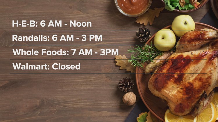 Central Texas grocery store hours for Thanksgiving 2022