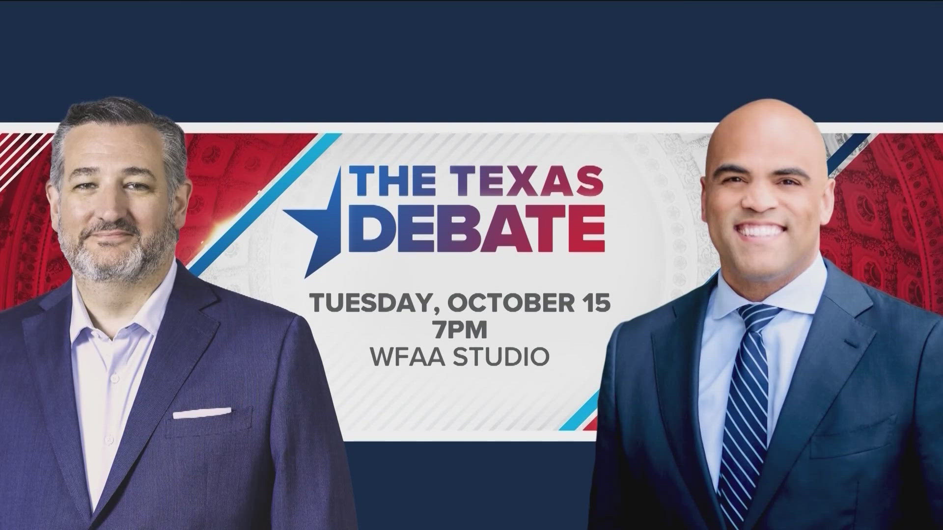 U.S. Sen. Ted Cruz and Rep. Colin Allred will face off in their first and only debate in the race for a U.S. Senate seat. Polling shows a tight race.