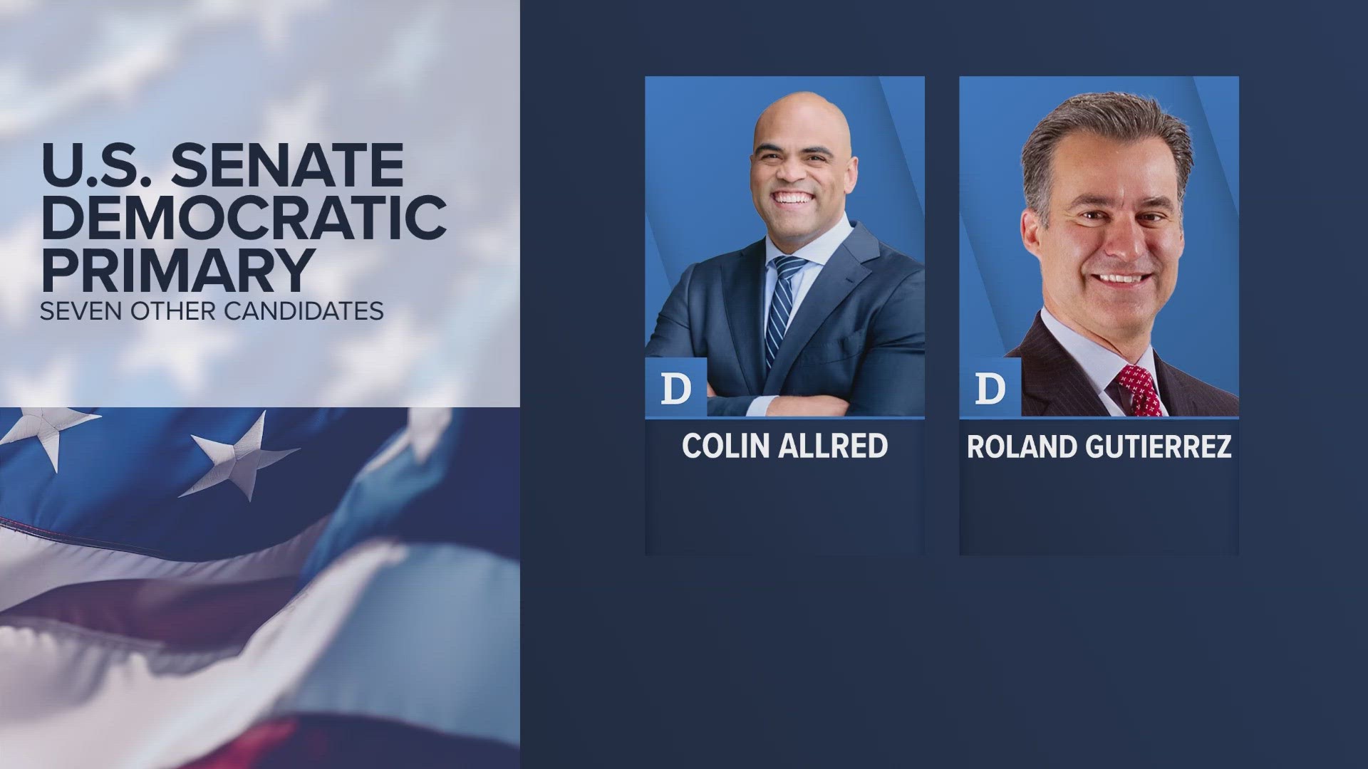 Statewide, the biggest race on the ballot is the Democratic race for U.S. Senate. Congressman Colin Allred and State Sen. Roland Gutierrez headline a crowded field.
