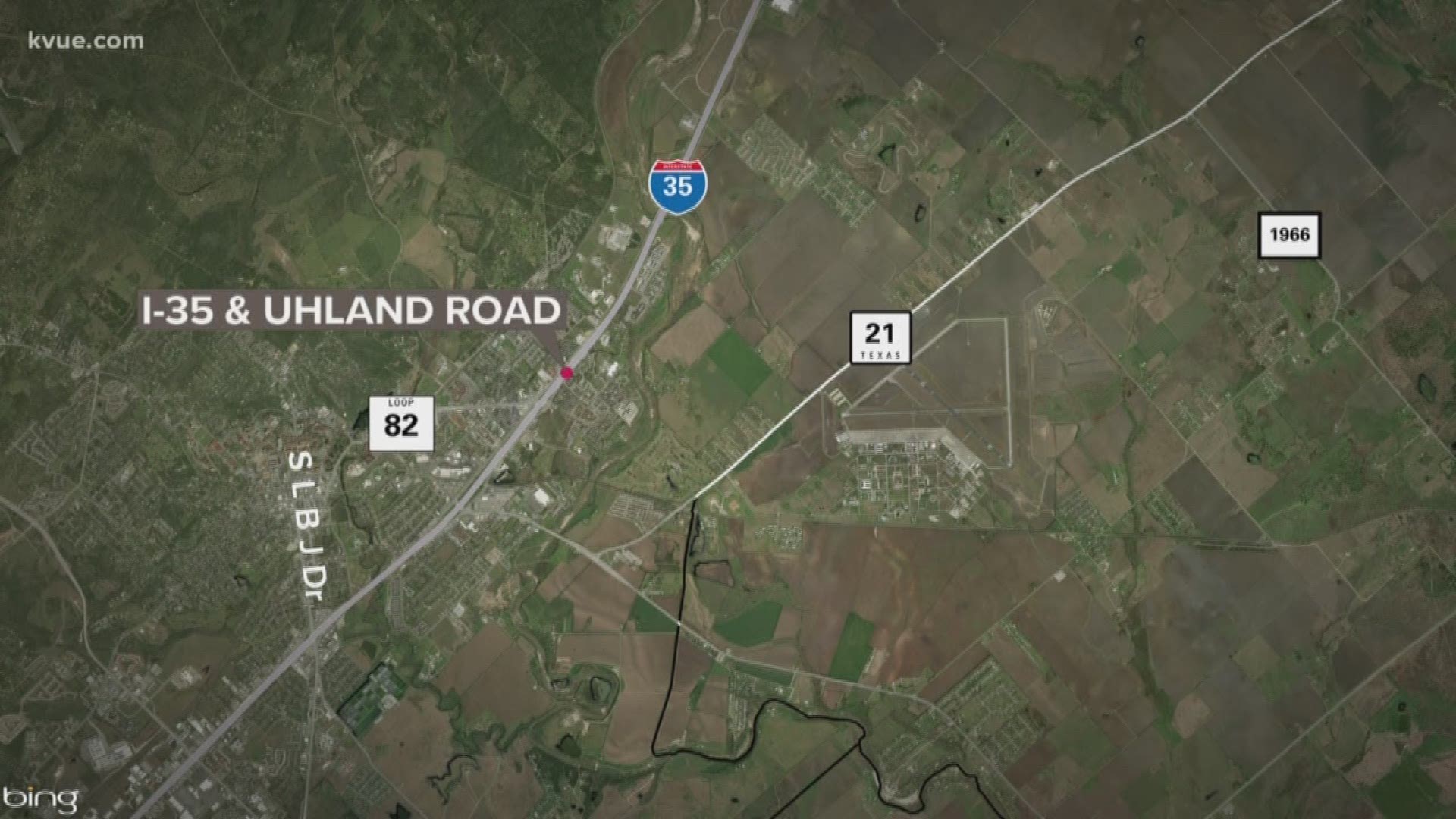 The incident happened near northbound I-35 just north of Uhland Road around 6 a.m. Monday in San Marcos.