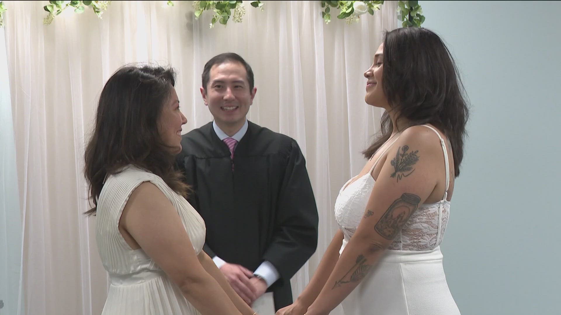 On Monday, the Travis County Clerk's Office celebrated marriage equality by offering free wedding ceremonies. KVUE caught up with some of the newlyweds.
