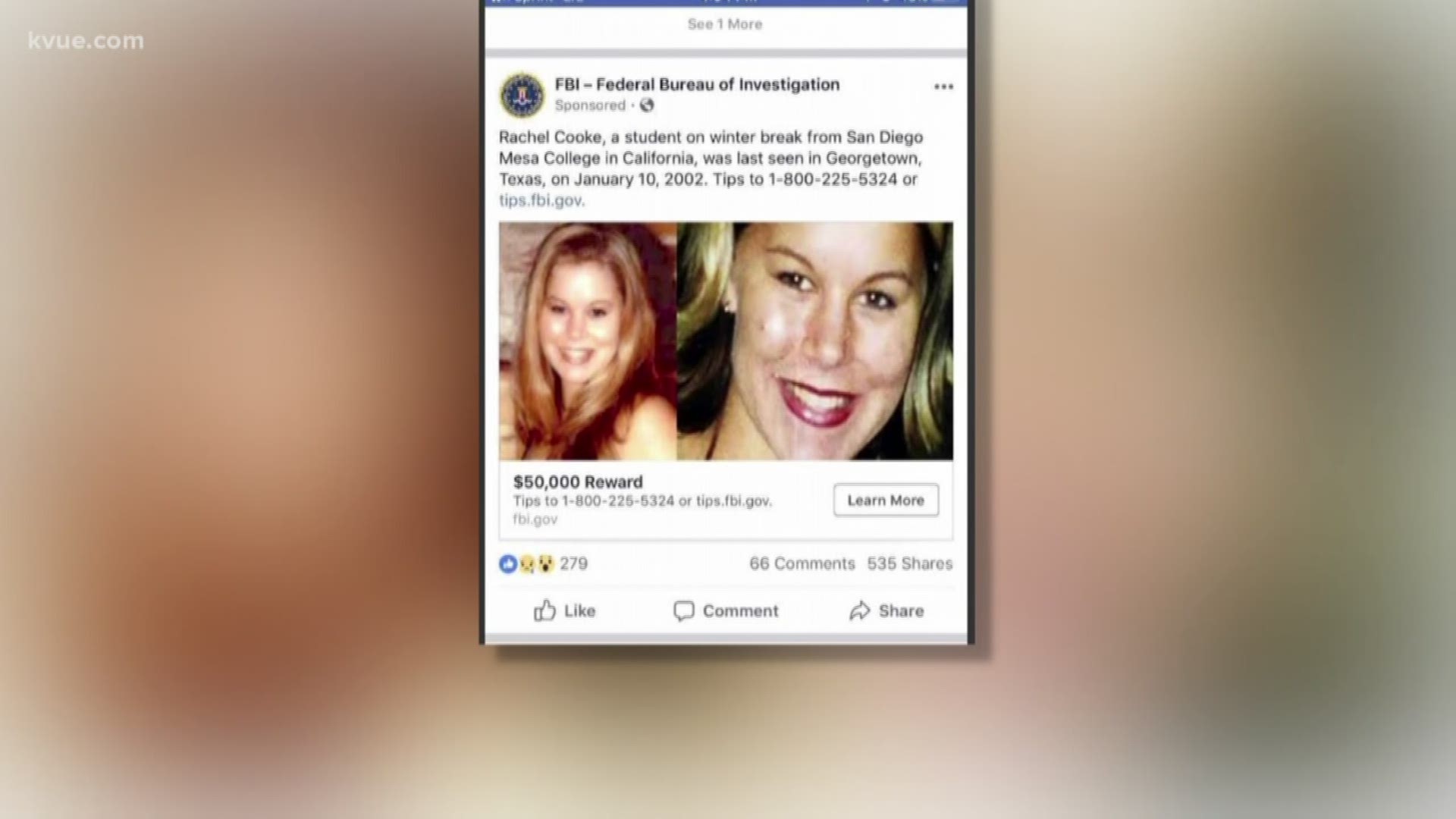 The FBI is now turning to social media -- through paid ads -- to help finally learn what happened to a young woman who vanished years ago near Georgetown.