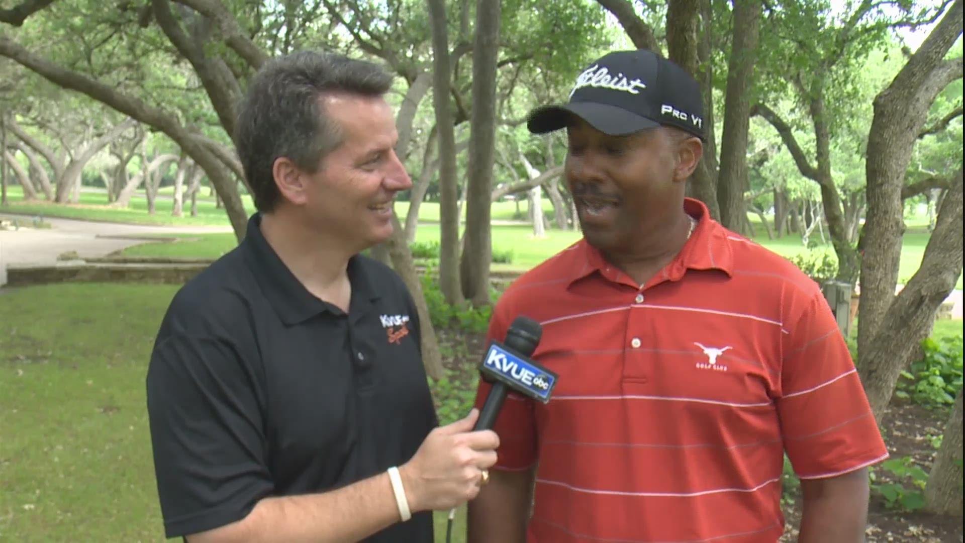KVUE's Mike Barnes talks with former UT running back Johnny Walker who earned the nickname "Sky Walker" with the TD dives!