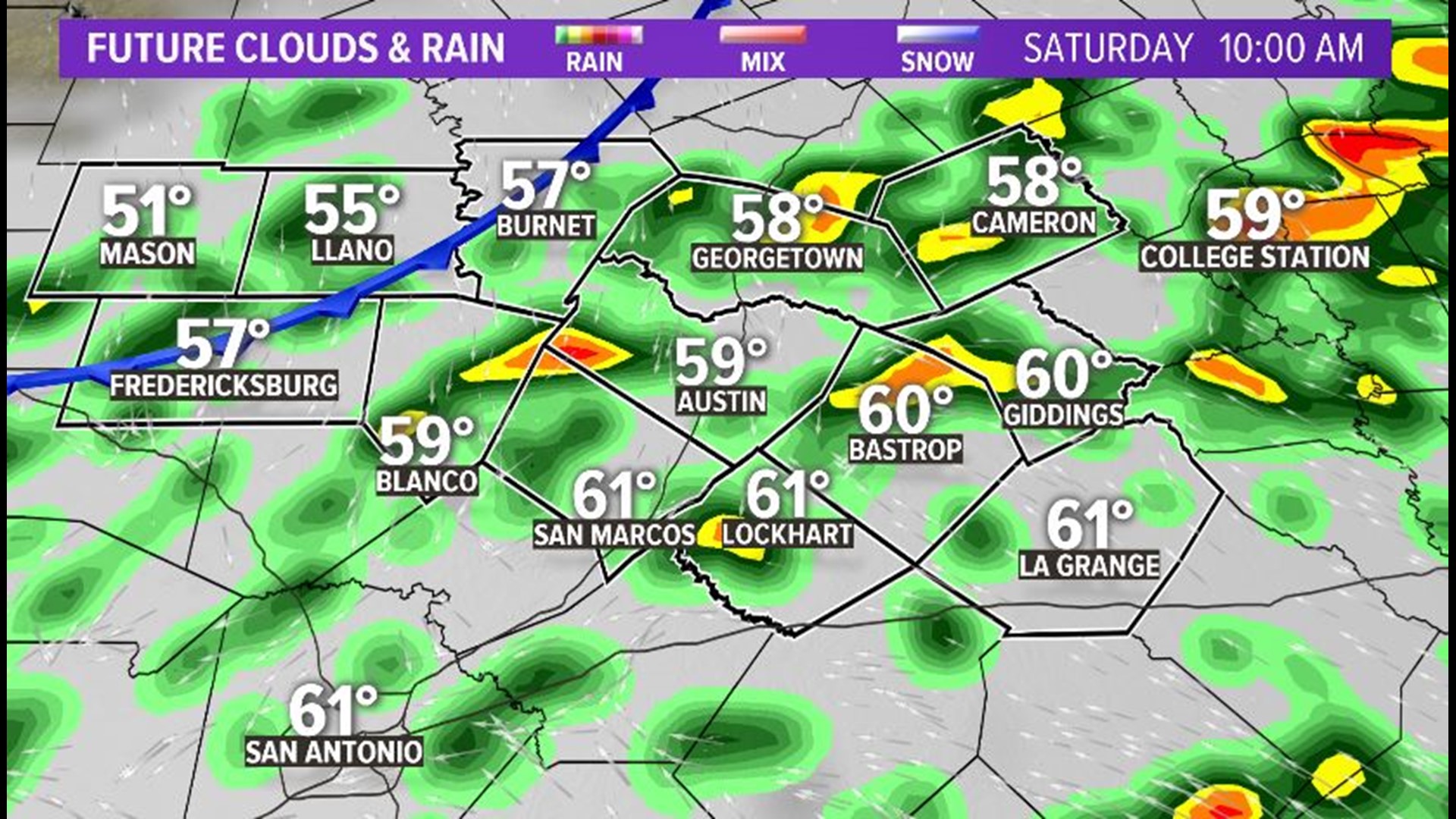 Scattered showers and a cold front kick off the weekend | kvue.com