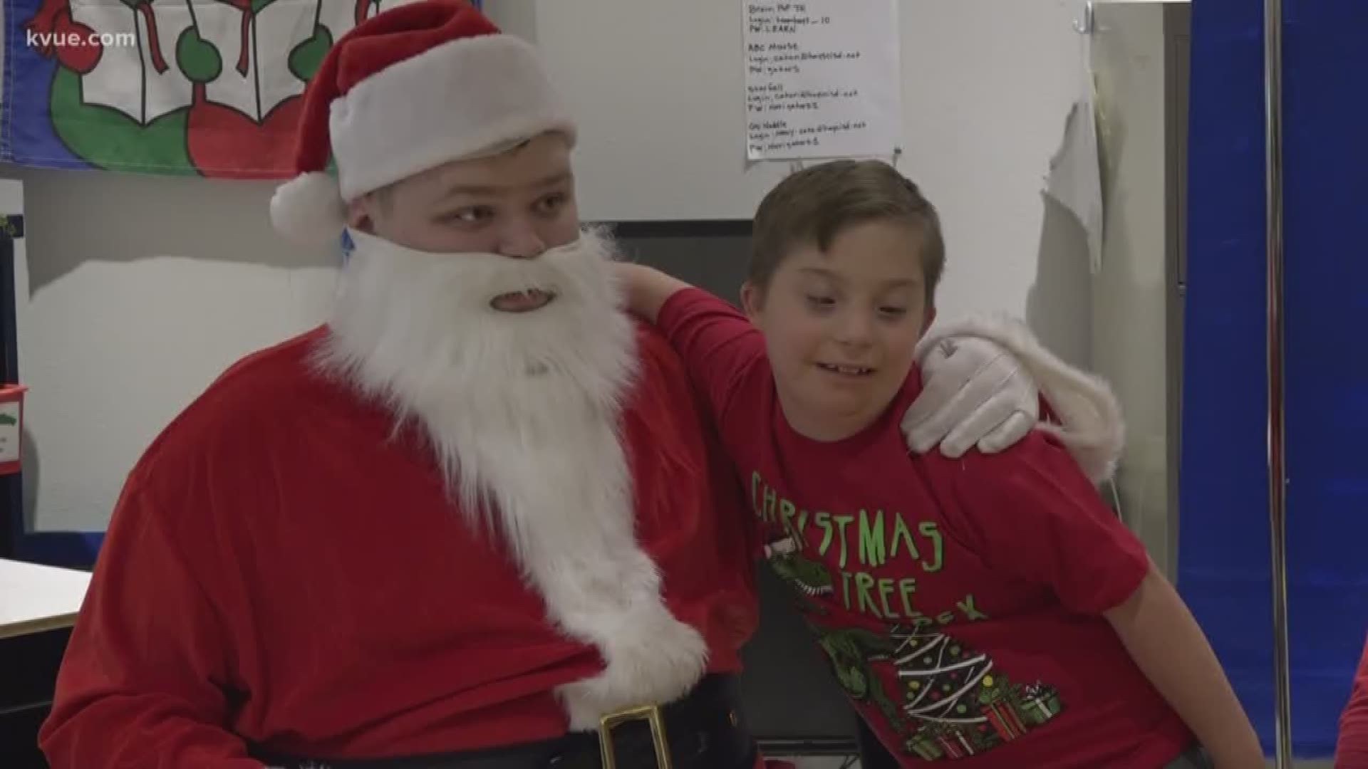 In the spirit of the holidays, a Hays County special needs high school student decided to dress up as Santa Claus and visit Foundational Learning classes at Fuentes Elementary.