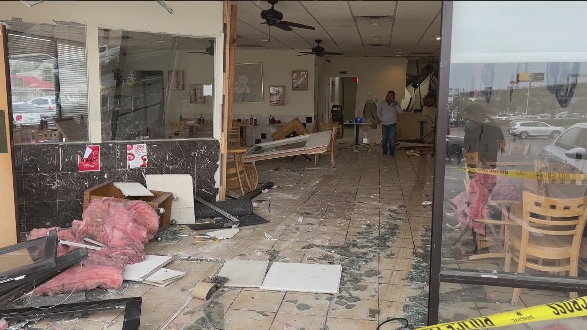 A car drove into a pho restaurant in North Austin Thursday afternoon.