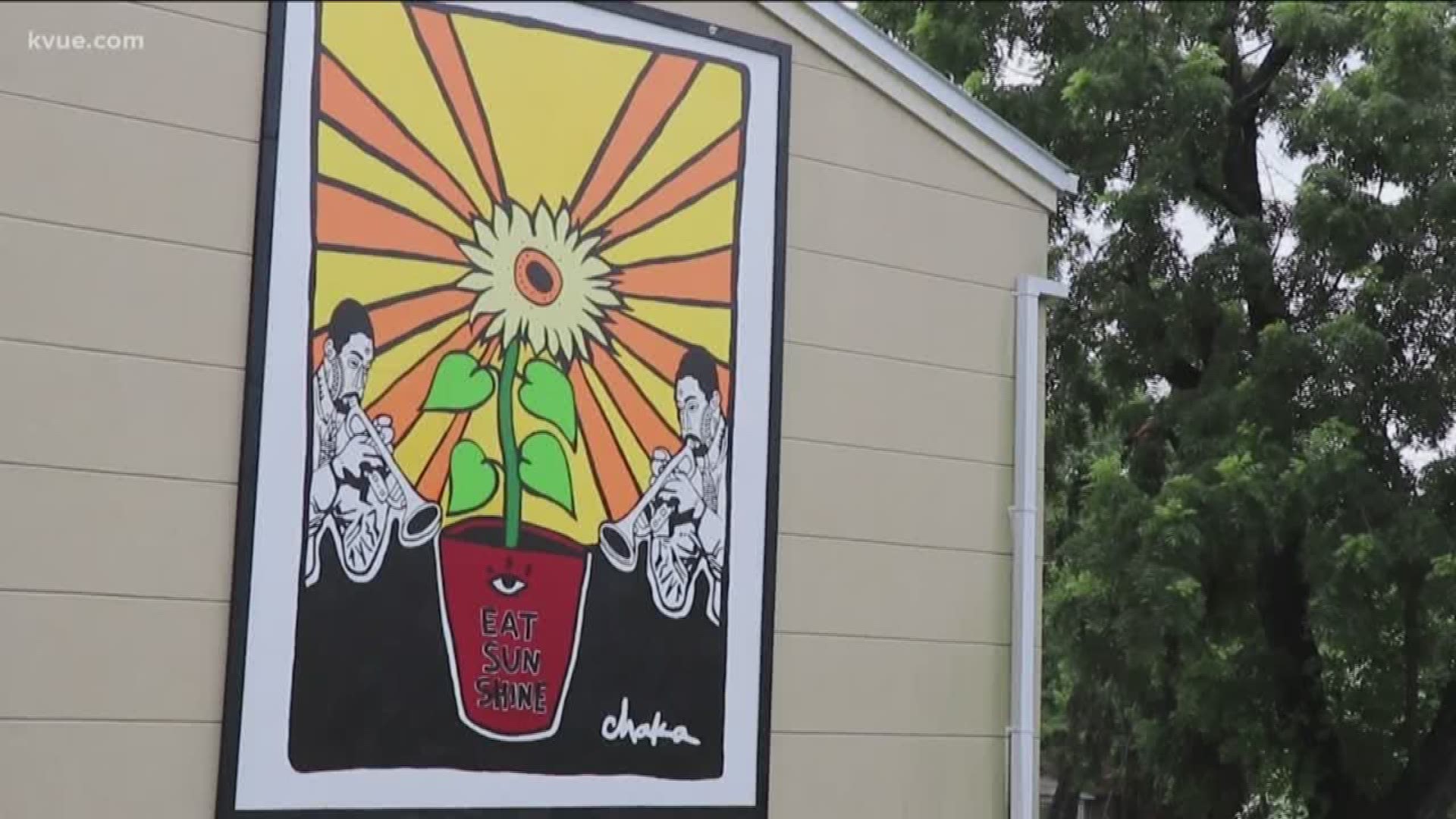A new mural in East Austin, called "Eye Eat Sunshine," highlights local jazz musician Kenny Dorham.