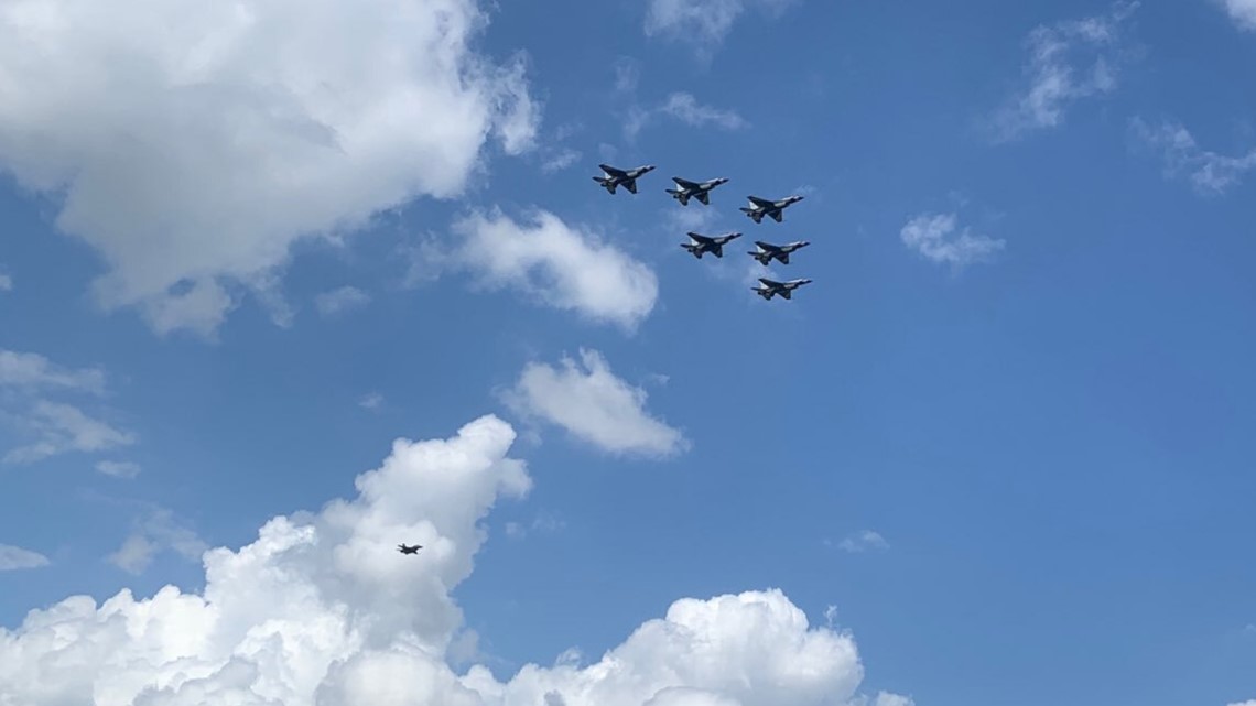 Air Force Thunderbirds flying over Austin, San Antonio