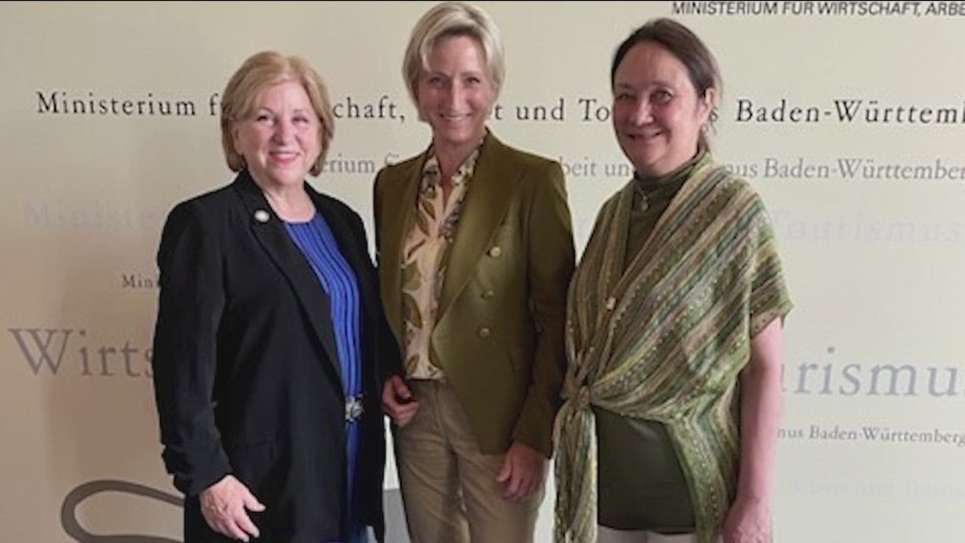 Texas Secretary of State Jane Nelson and First Lady of Texas Cecelia Abbott made their first stop on a European trip.