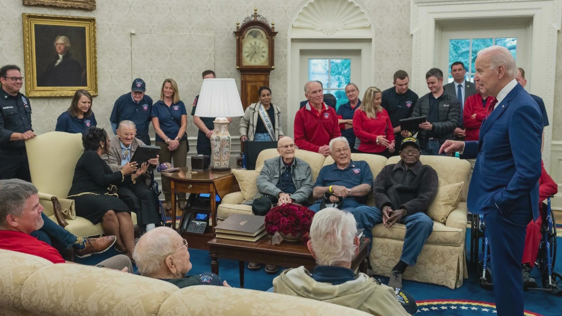 World War II veterans returned home to Austin after visiting the White House, where the president thanked them for their service.