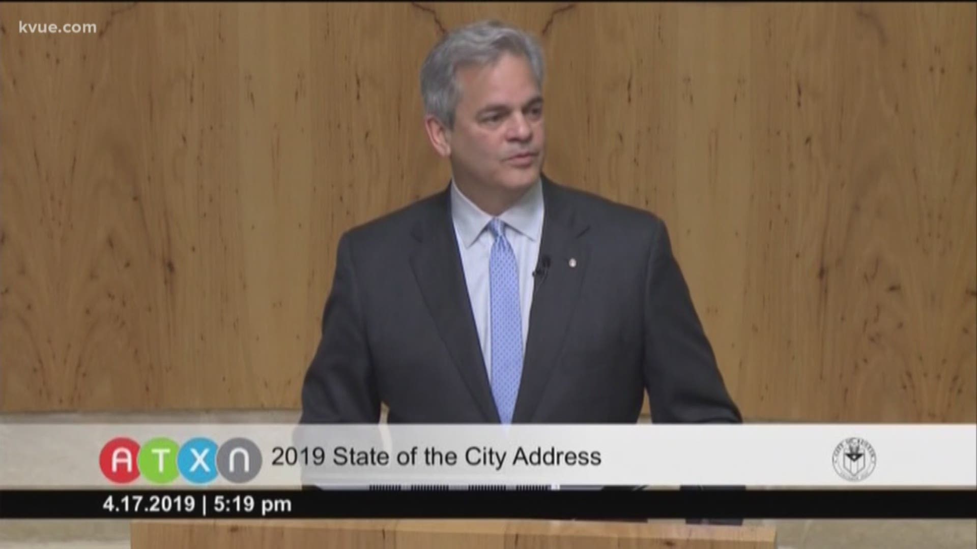 Austin Mayor Steve Adler spoke about some of the city's problems – including transportation and housing – in his "State of the City" address Wednesday.