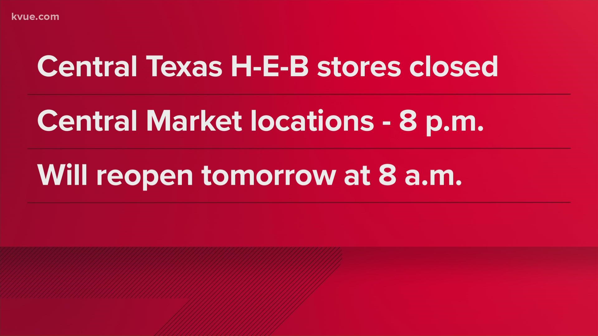 The Texas-based grocery chain said it was closing early to conserve power and restock.