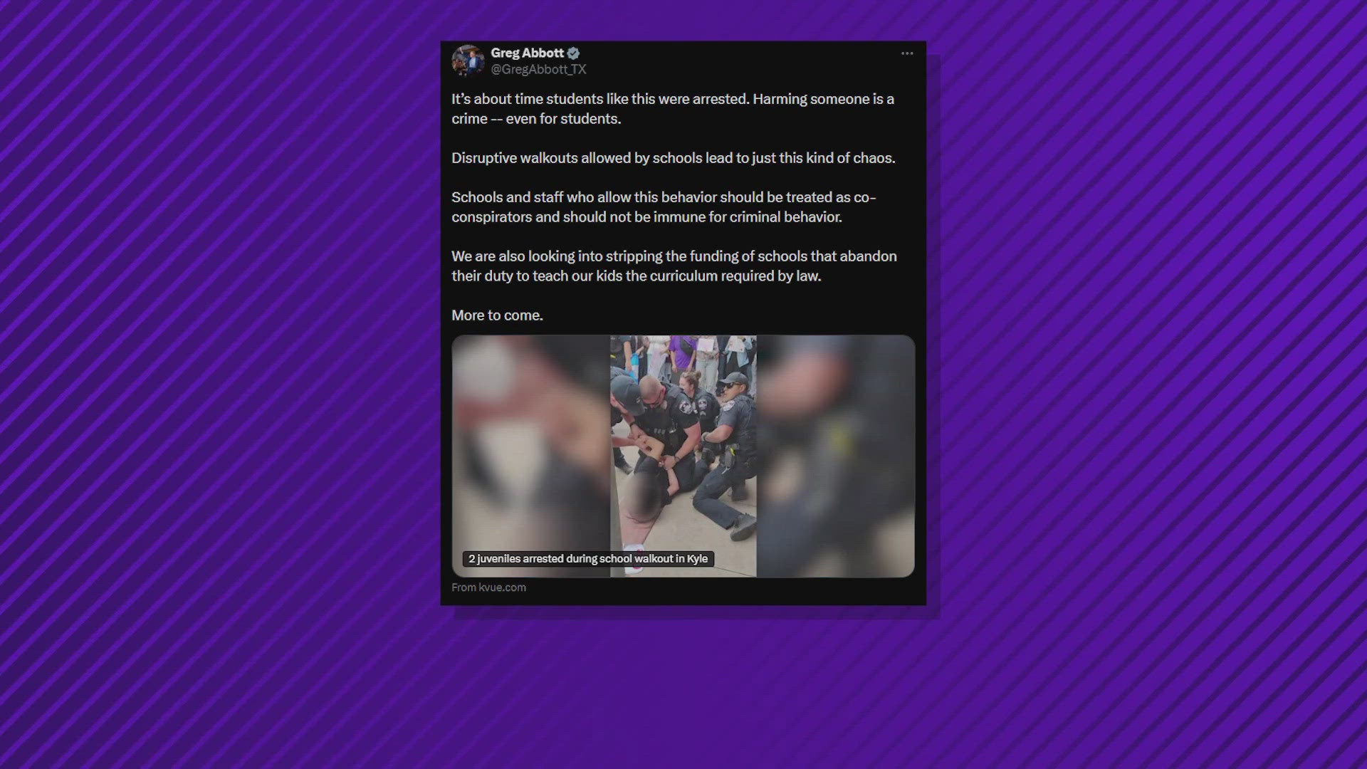 Gov. Greg Abbott weighs in after 2 juveniles arrested at Kyle protest ...