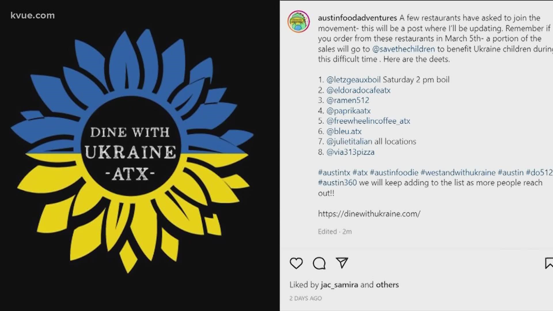 Amanda Wong is teaming up with many local restaurants to raise money for Ukraine this weekend with participating businesses pledging to donate some profits.