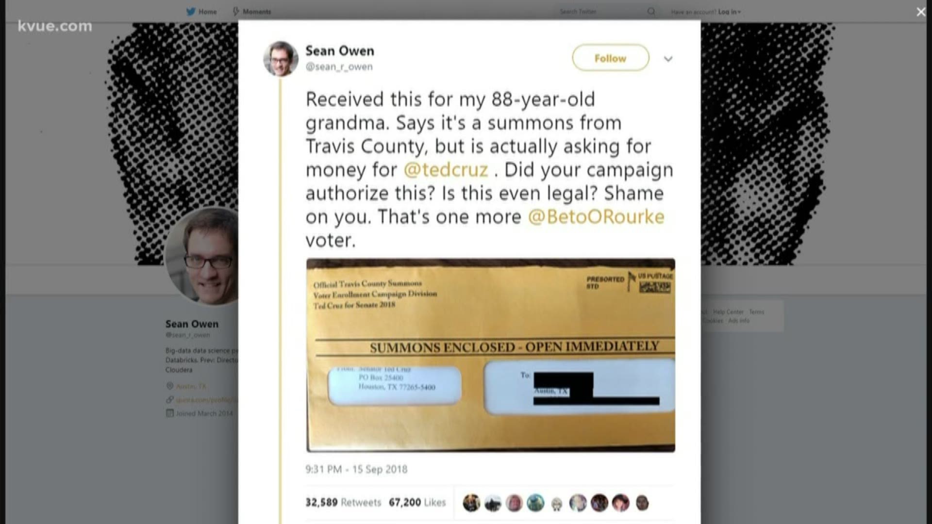 With just 50 days until the midterm elections, there's controversy over mailers sent out by what looks like the Ted Cruz campaign.