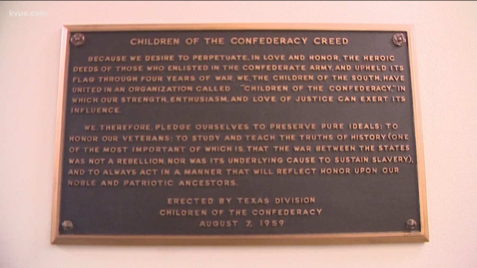 Texas leaders could decide whether to remove a controversial plaque at the state capitol. KVUE's Jay Wallis joins us to explain why some people want it to go.