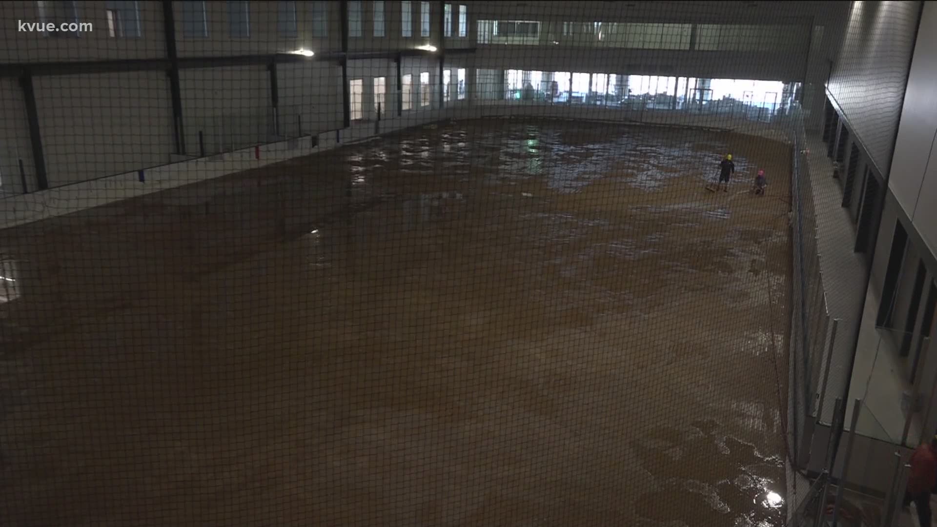 Construction crews started pouring water to make ice rinks at a new sports complex in Cedar Park.