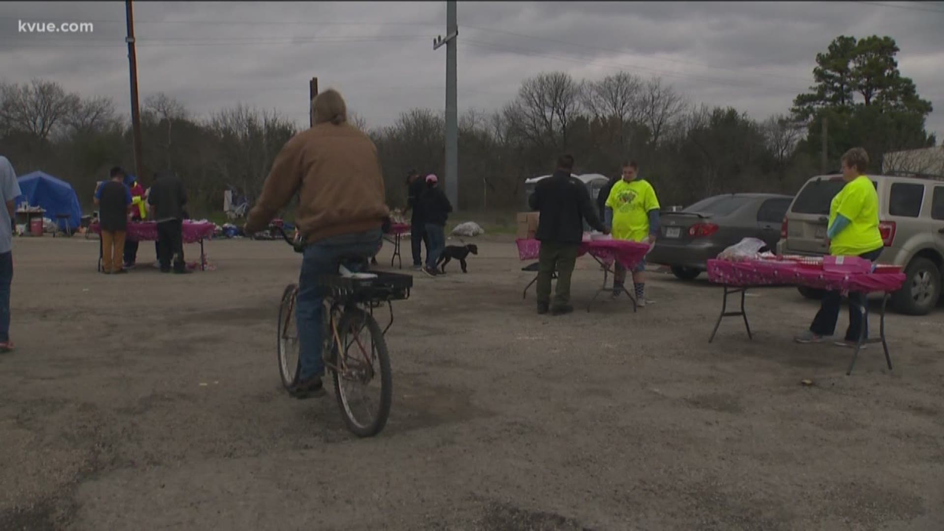 Organizations came together at the state-designated state homeless camp in South Austin on Saturday.