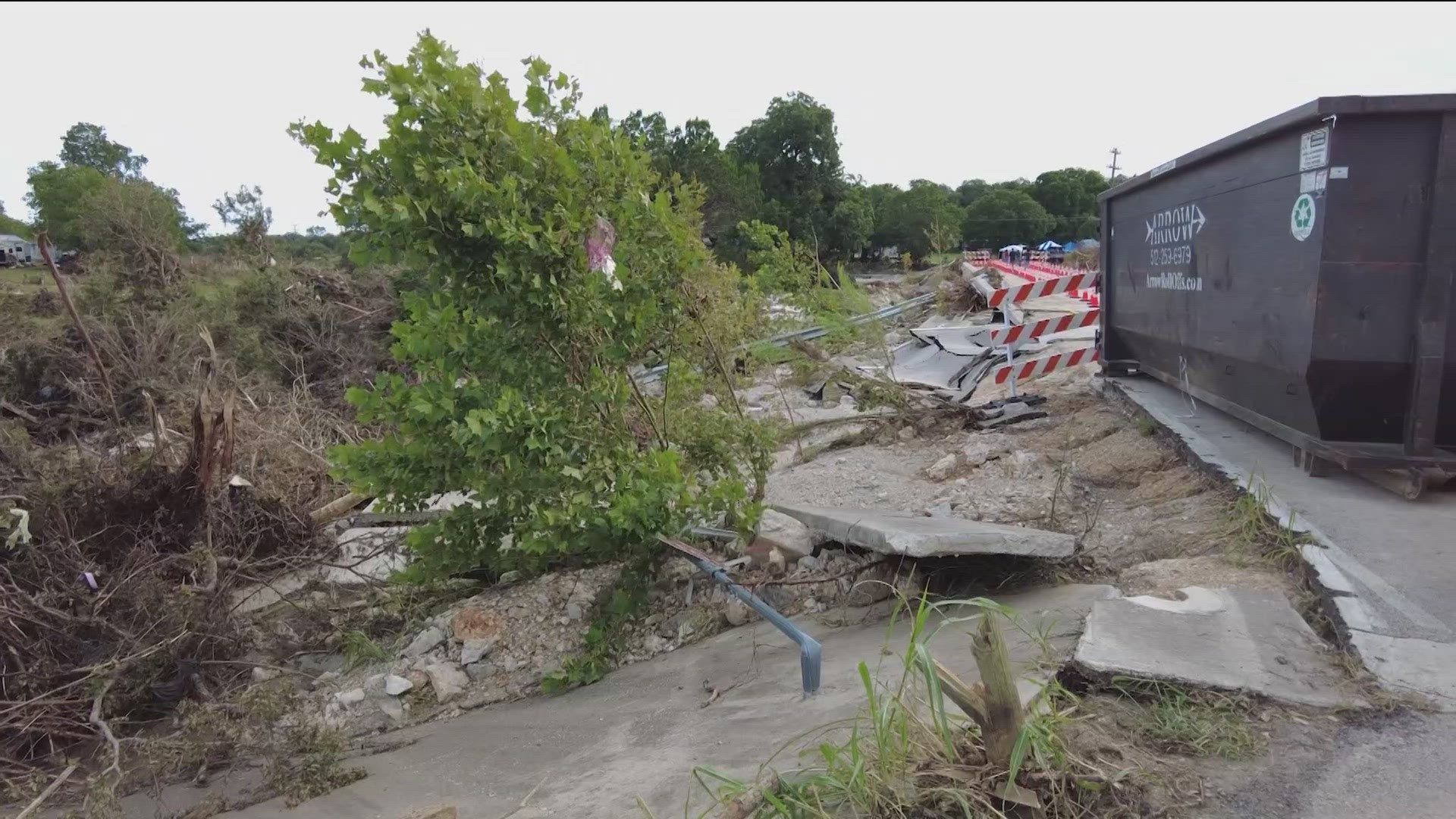 Texas Department of Transportation crews are working to clear out what's left of Cow Creek Bridge in northwest Travis County.