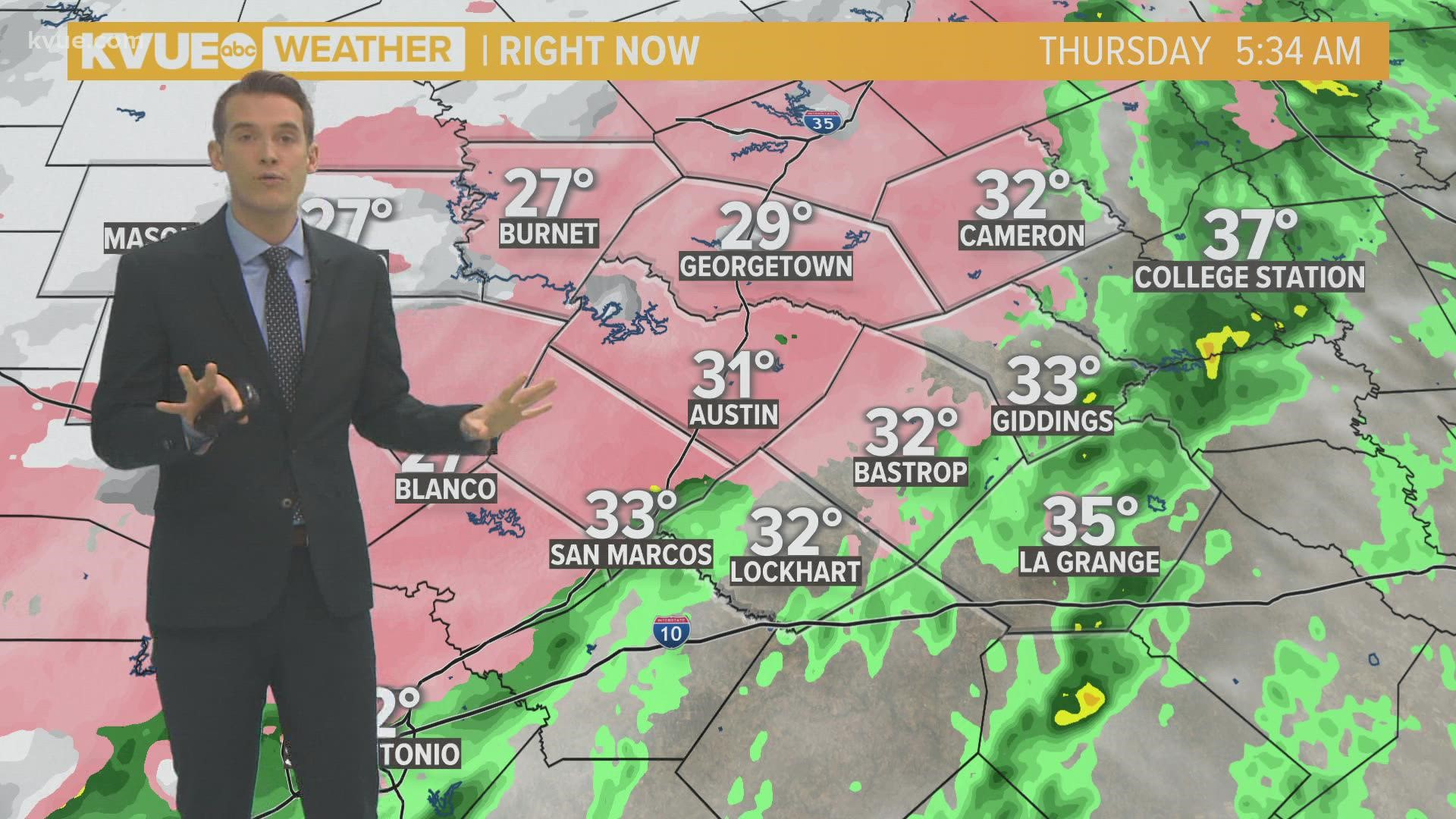 Road conditions are starting to worsen early Thursday morning as freezing rain falls across the area.