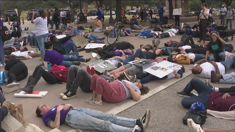 Advocates hold 'die-in' rally to push for overdose prevention bills