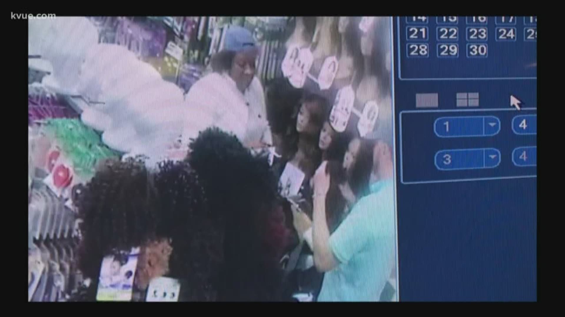 The duo were caught on camera in the act at the Round Rock Beauty Supply earlier this month.